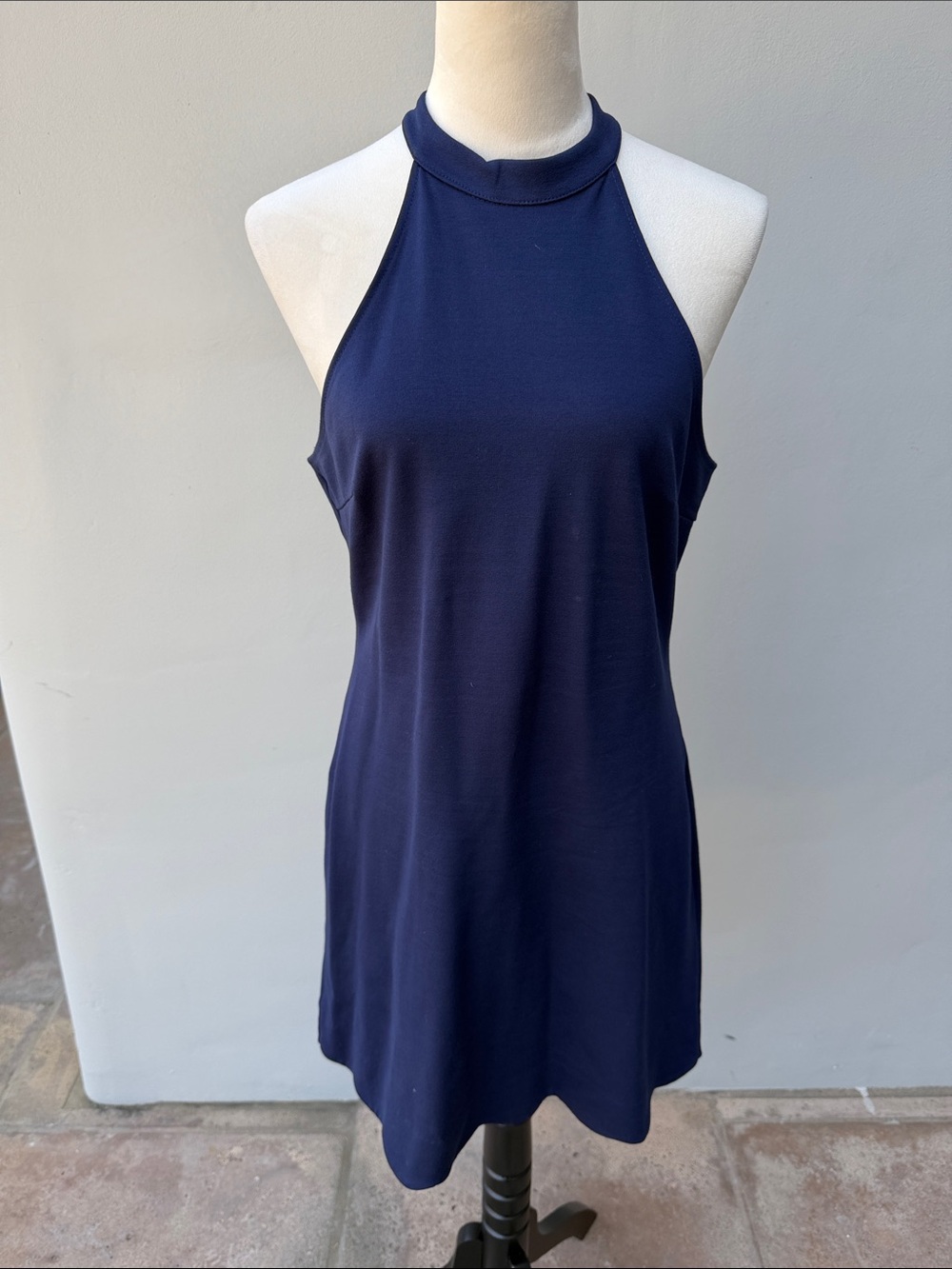 AQUA Navy Blue Mini Halter Sleeveless Dress Medium Large